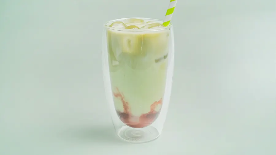 Strawberry Coconut Iced Matcha at Mila Cafe